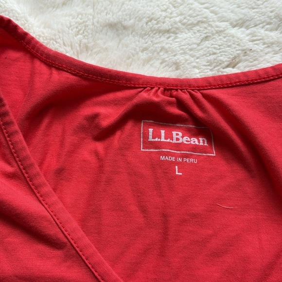 L.L.Bean Coral Scoop-Neck Top – Size Large | Sleeves Have Been Cropped - Picture 2 of 5